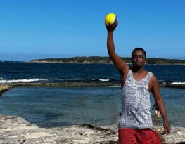 Black man on the beach