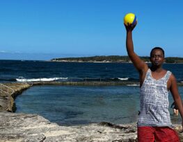 Black man on the beach