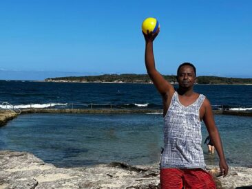 Black man on the beach