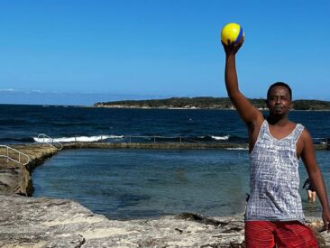 Black man on the beach